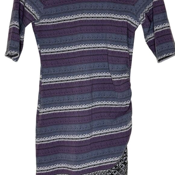 Free People Intimately Purple 3/4 Sleeve Mini Bodycon Dress Size M Scoop Back - Picture 4 of 11